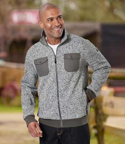 Men's Grey Zip-Up Fleece Jacket