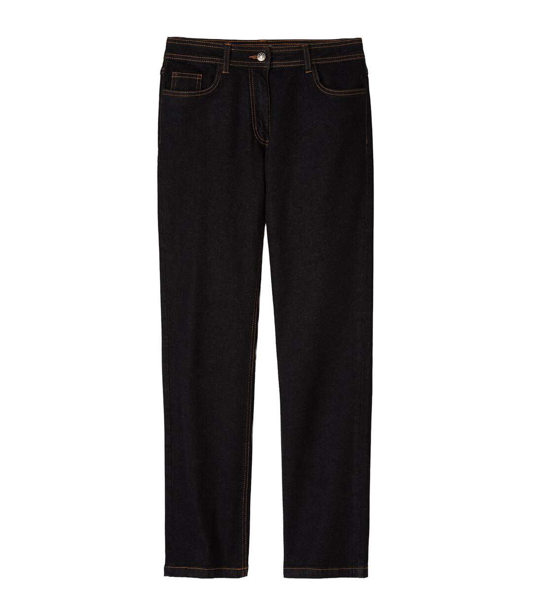 Women's Black Stretch Straight-Cut Jeans - Mid-Rise-4