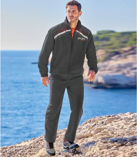 Men's Sporty Microfibre Tracksuit - Dark Grey