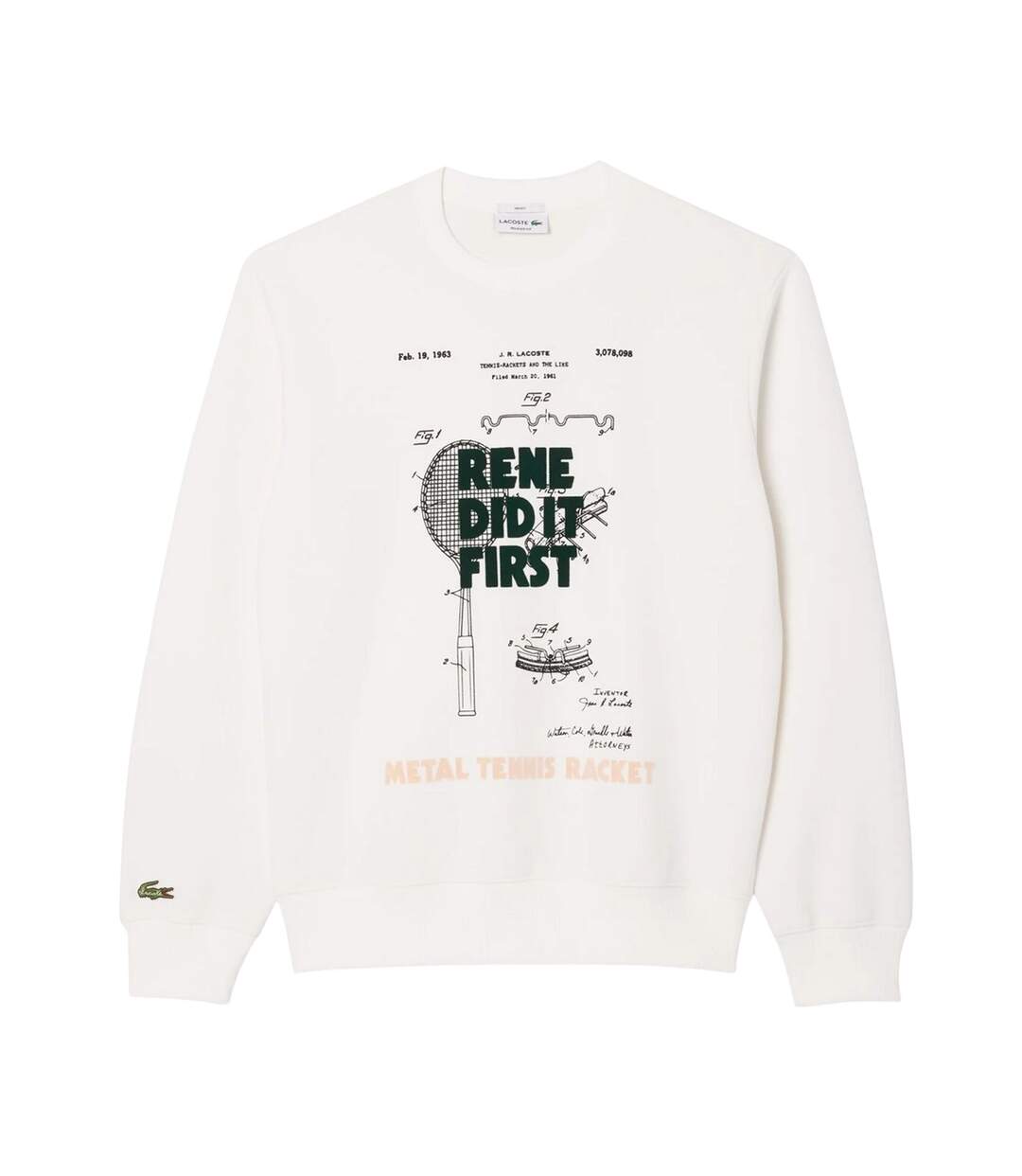 Sweat Motif/style Imprimé Brevet Homme Crème Lacoste-2