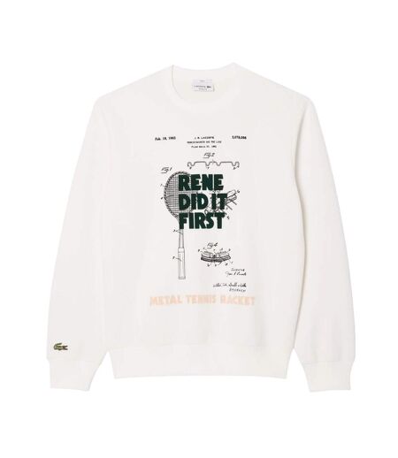Sweat Motif/style Imprimé Brevet Homme Crème Lacoste