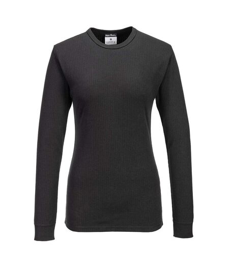Womens/ladies Thermal Long-sleeved T-shirt Black Portwest