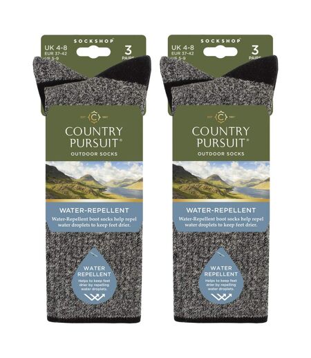 6 Pairs Ladies Water Repellent Midweight Outdoor Socks for Hiking & Walking