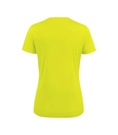 Womens/ladies Run T-shirt Bright Yellow Printer RED