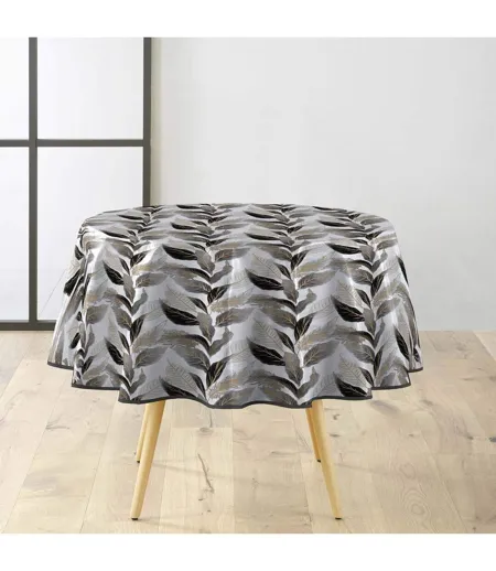Nappe Toile Cirée Ronde Oralia 160cm Gris