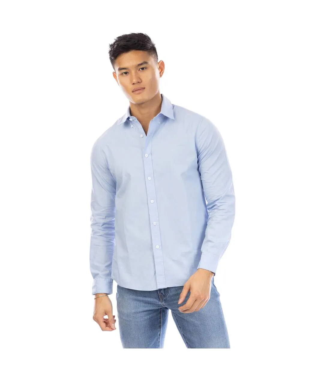 Mens Regular Long-sleeved Shirt Light Blue Peter Werth-2