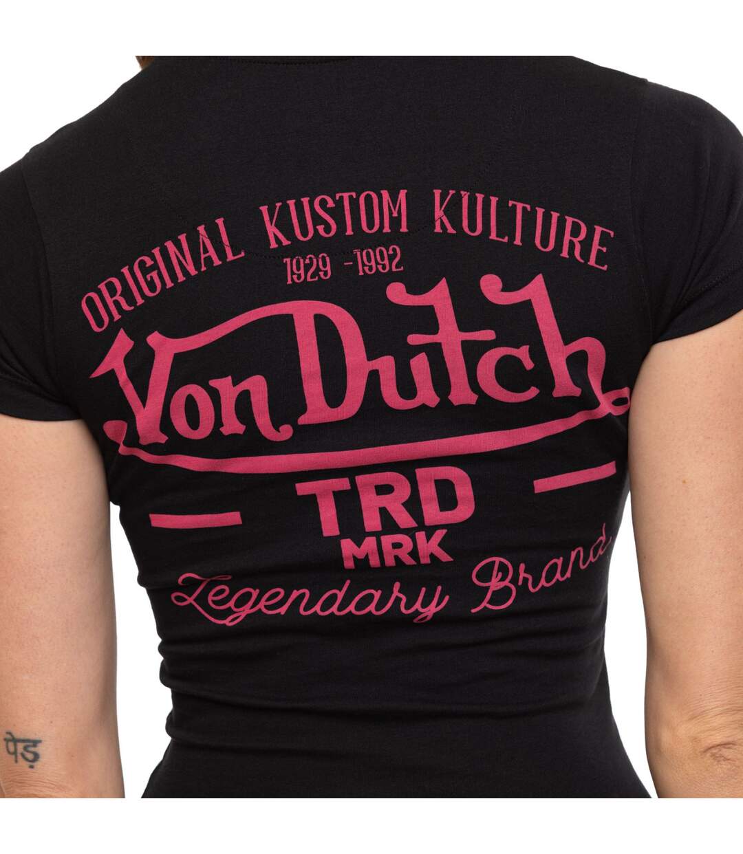 T-shirt femme moulant col rond print devant et dos Mrk Vondutch-4