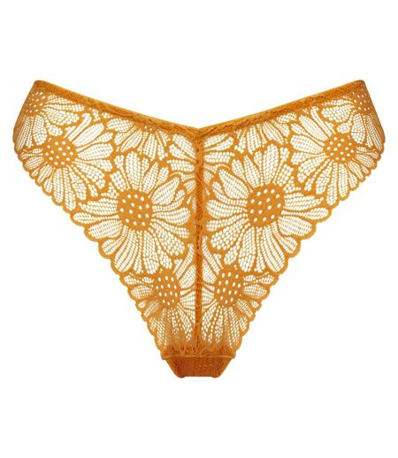 Tanga en dentelle florale et tulle transparent