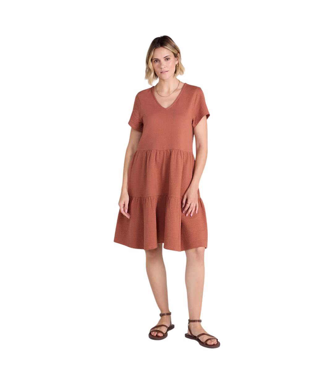 Womens/ladies Iris Textured Dress Rust Animal-1