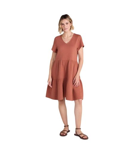 Womens/ladies Iris Textured Dress Rust Animal