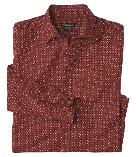 La Chemise Popeline Rouge à Micro-Motifs