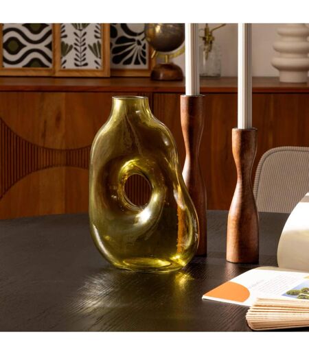 Vase Donut en Verre Solag 24cm Vert Kaki