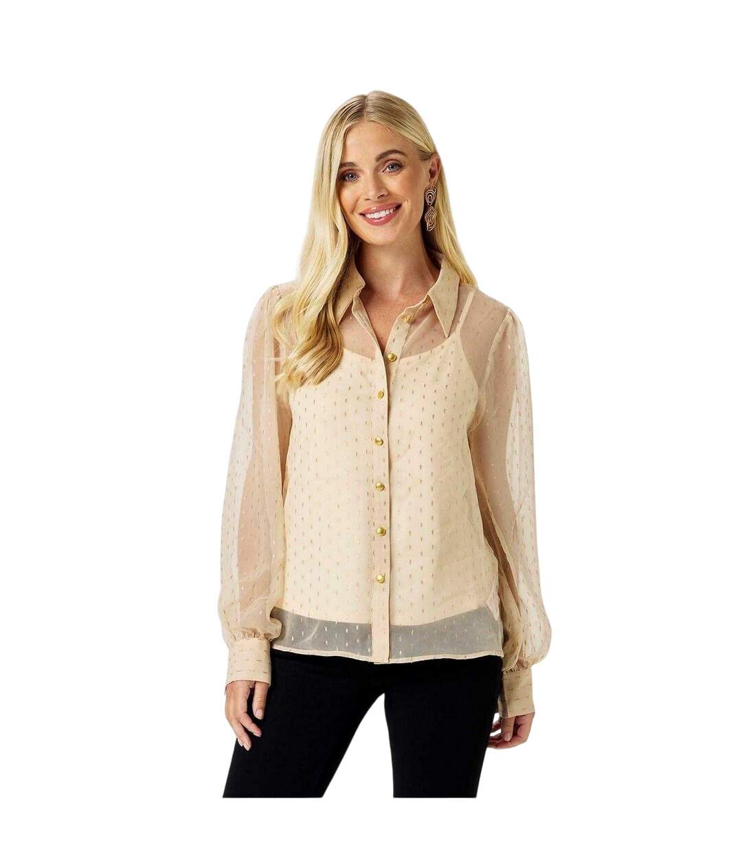 Chemise Motif/style Métallisé Femme Crème Biba-2