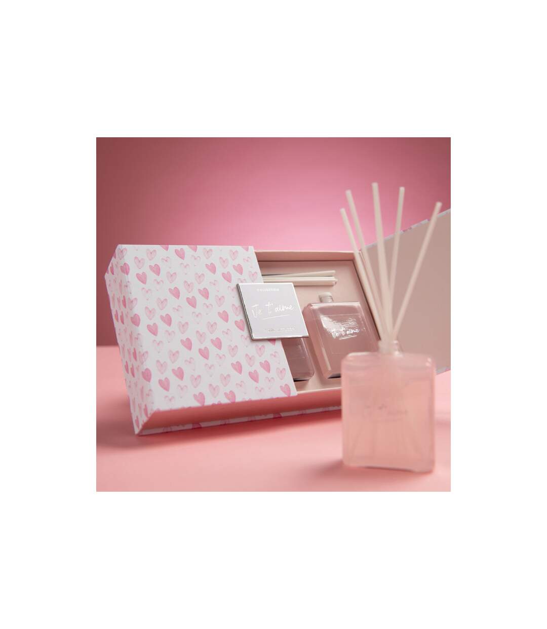 Coffret 3 Huiles Parfumées Je t'Aime 16cm Mimosa & Rose-3