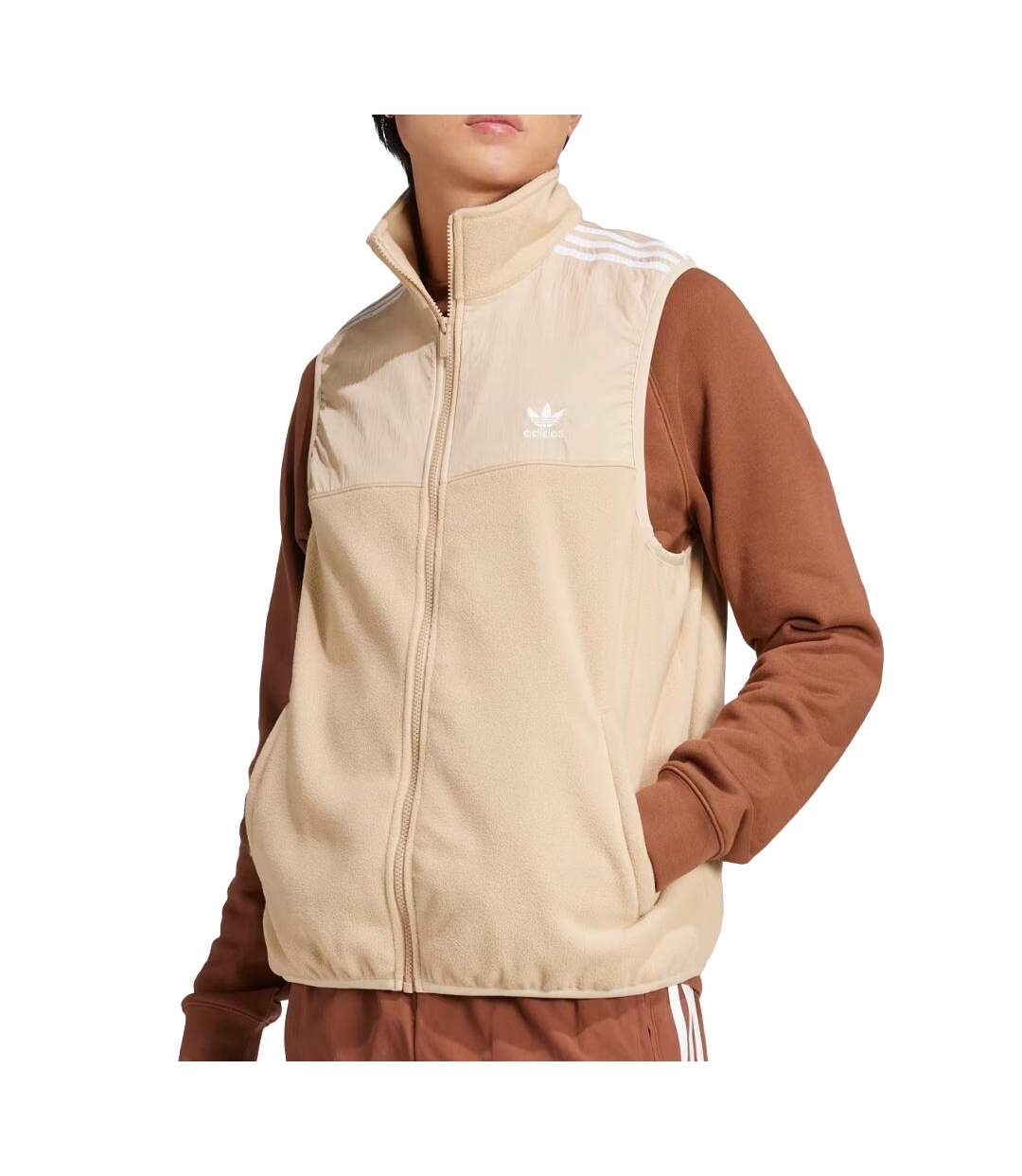 Veste beige homme adidas fleece vest-1