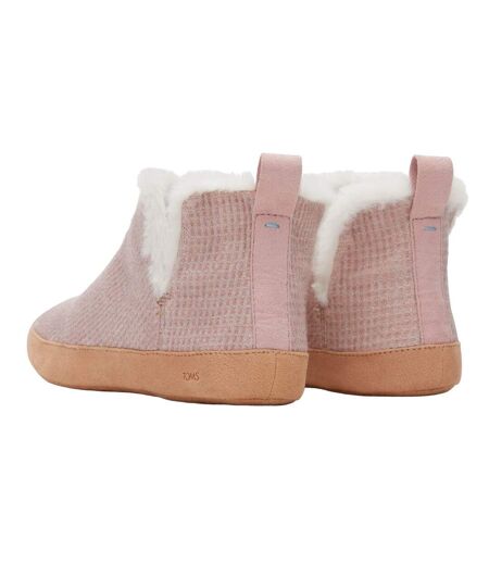 Womens/ladies textile ankle boots pink Toms