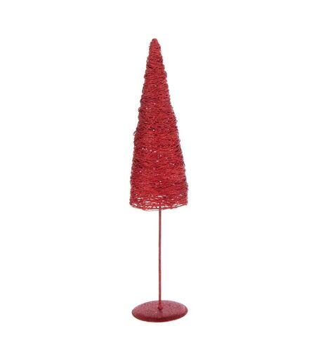 Sapin de Noël sur Socle Glitter 58cm Rouge
