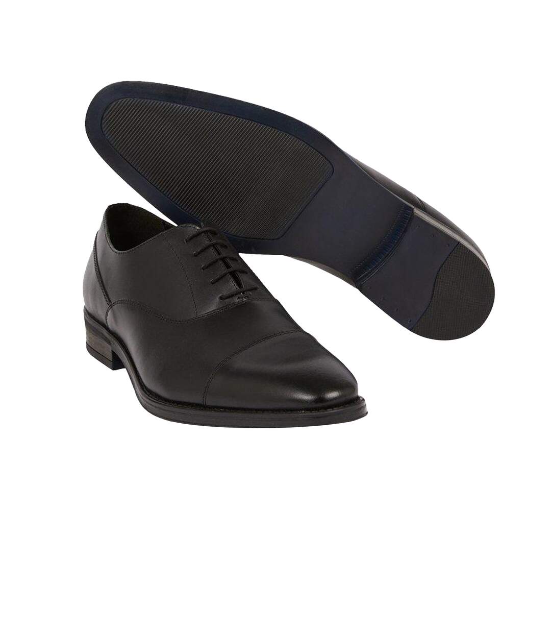 Mens leather toe cap oxford shoes black Burton-2