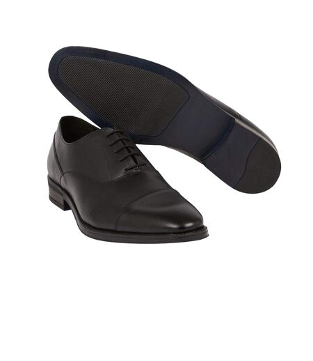 Mens leather toe cap oxford shoes black Burton