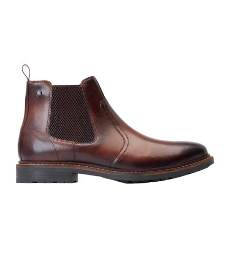 Mens Bloom Leather Chelsea Boots Burnt Brown Base London