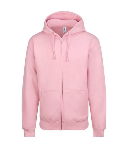 Sweatshirt À Capuche Et Fermeture Zippée Homme Rose Clair Awdis