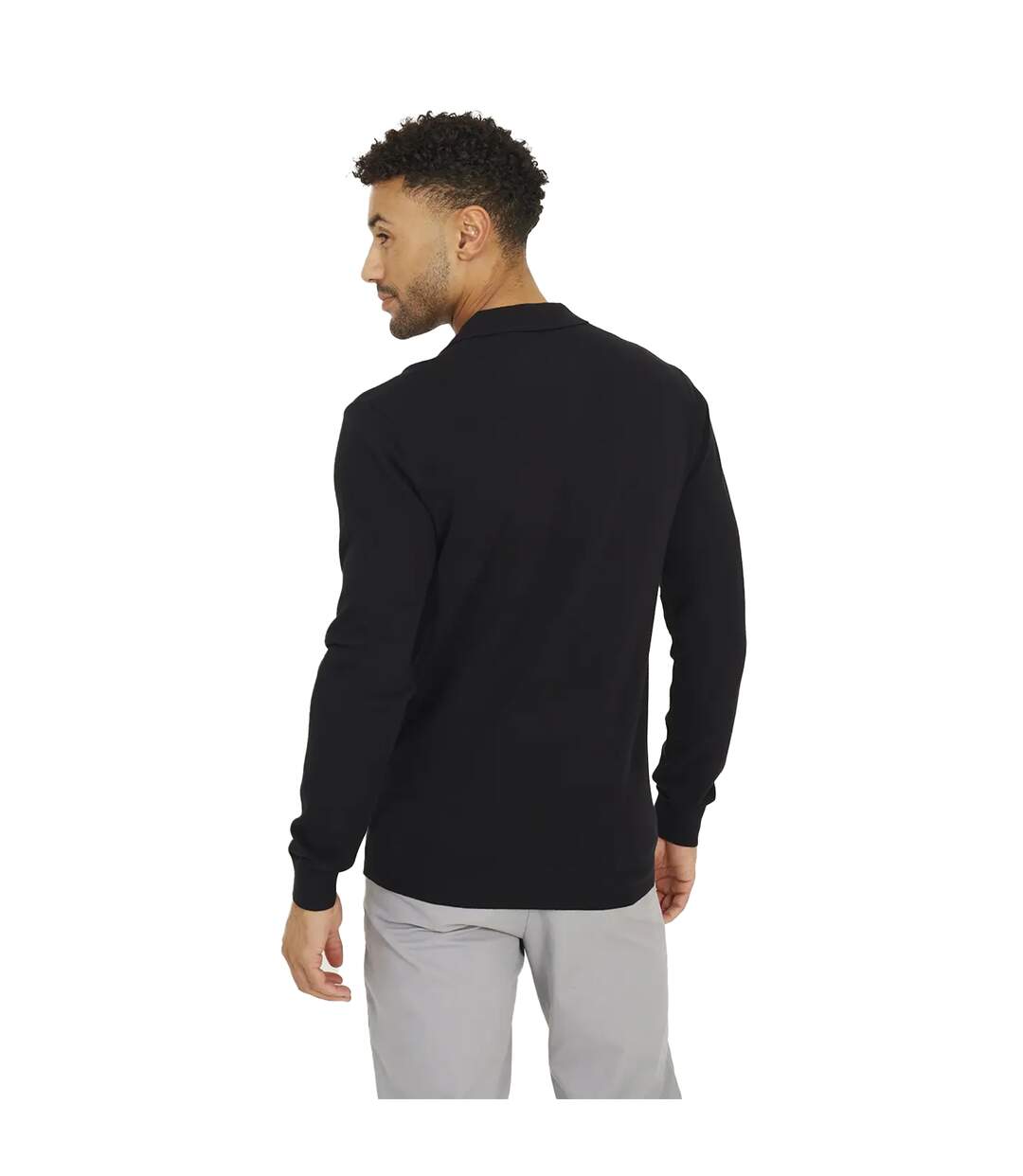 Mens Trophy Long-sleeved Polo Shirt Jet Black Brave Soul-3