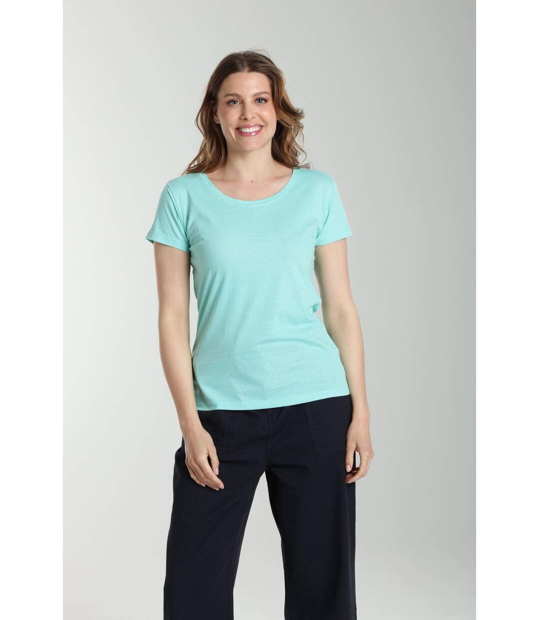 Tee Shirt Col Rond Manches Courtes Femme Marine Cabage() | Gerard Pasquier Avec Col Rond | Gerard Pa-1