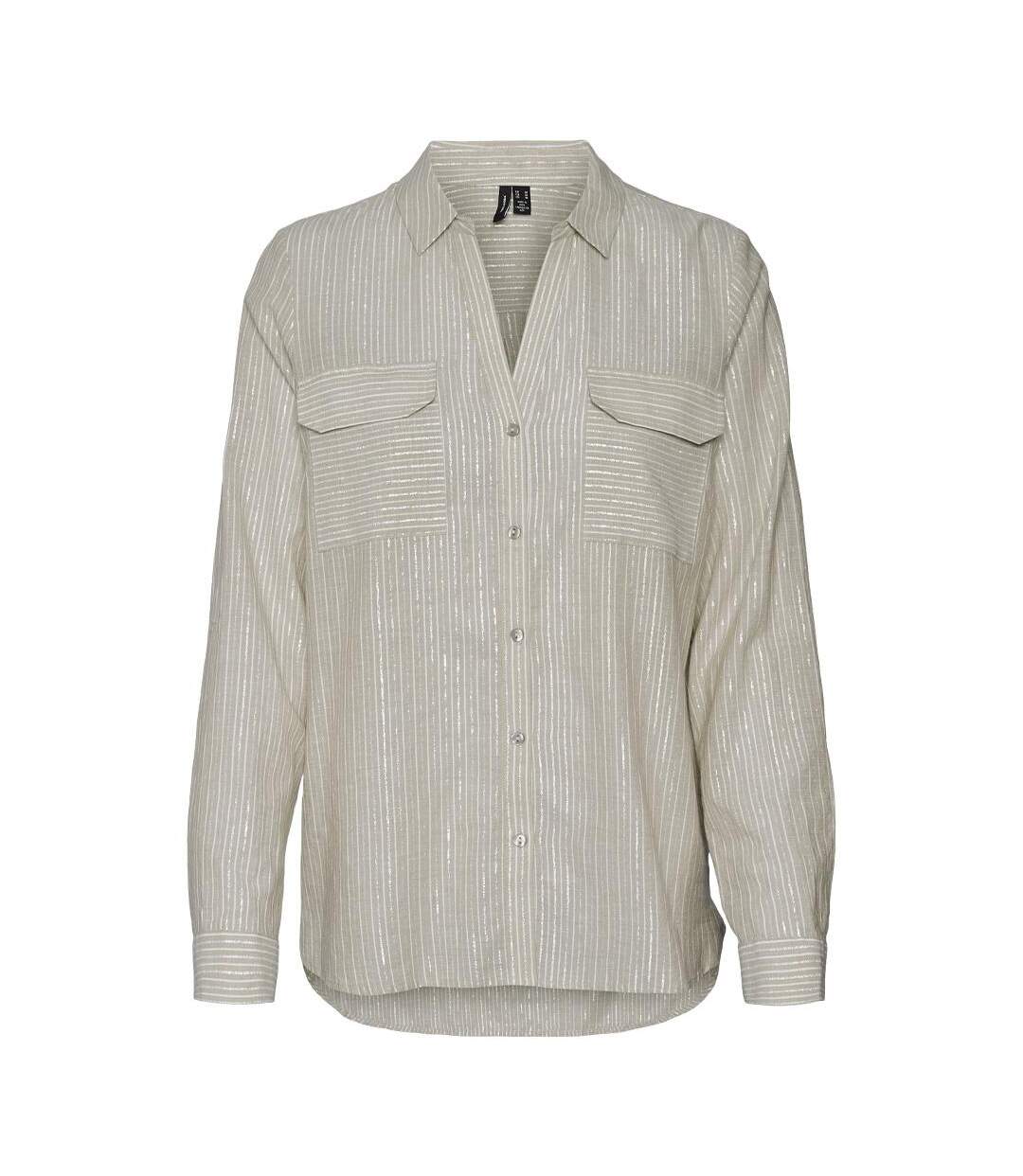 Chemise beige femme vero moda lurex-1