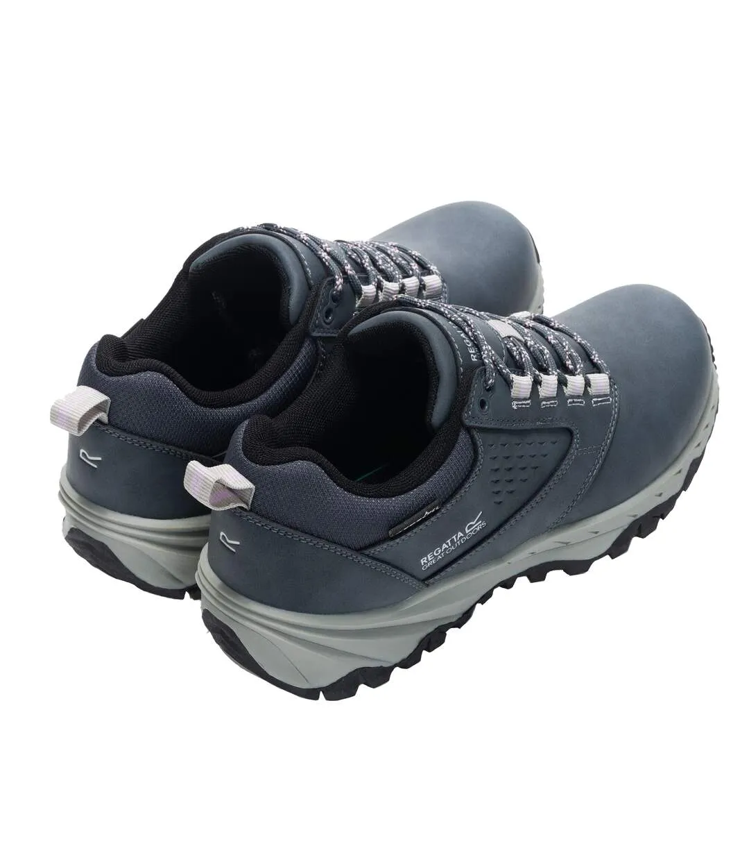 Womens/ladies Amble Synthetic Leather Waterproof Walking Shoes Storm Grey Powder Lilac Regatta-2
