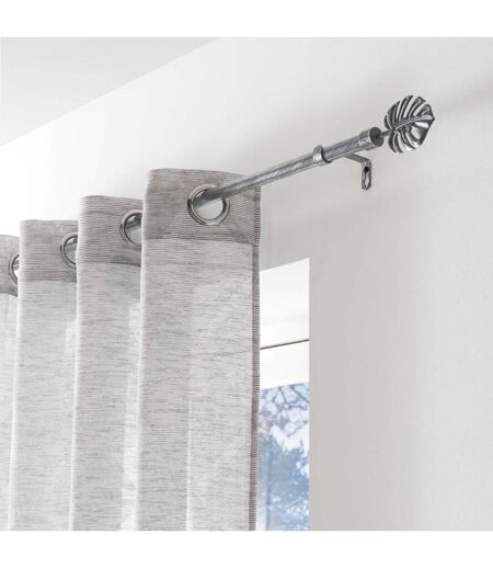 Kit de tringle à rideaux extensible Feuille - L120 /L210 cm - Patine Gris