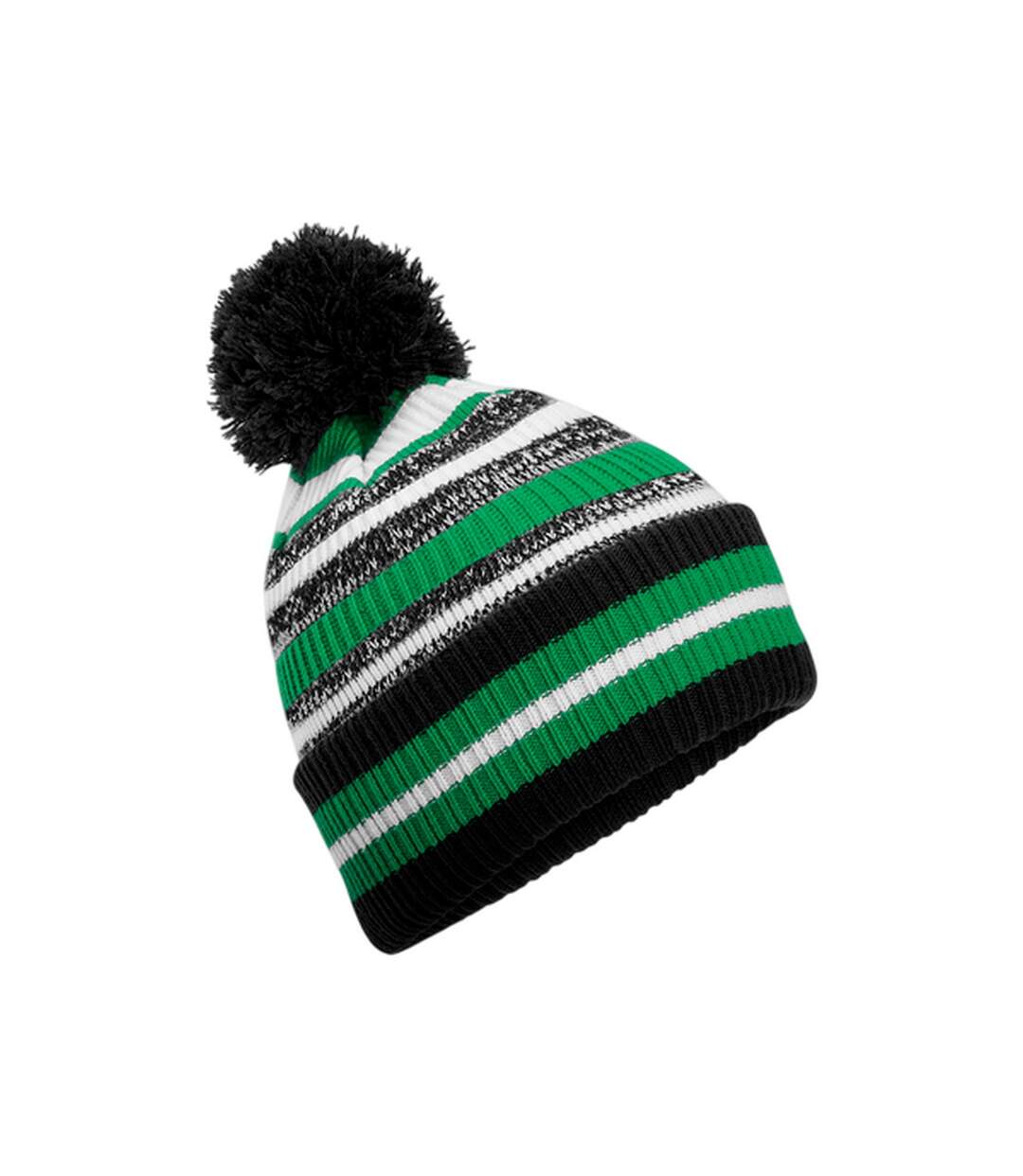 Bonnet Multi-sport Fan Noir Vert Kelly Blanc Beechfield-1