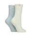 2 Pack Ladies Two Tone Cosy Bed and Home Socks - Warm Soft Relaxing Comfort-1