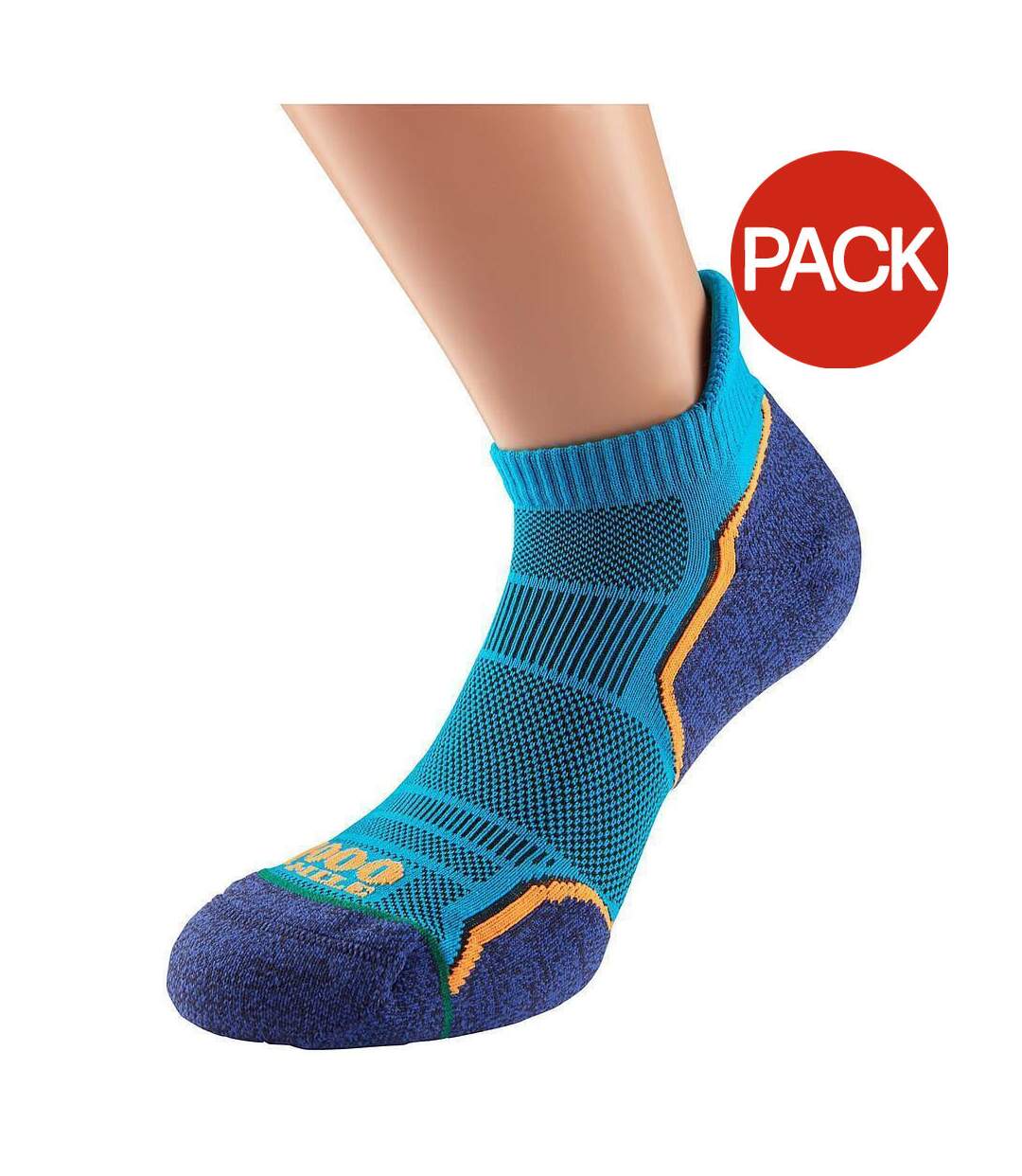 Chaussettes run homme bleu sarcelle / bleu marine 1000 Mile-1