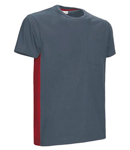 T-shirt bicolore - Unisexe - réf THUNDER - gris ciment et rouge