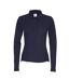 Womens/ladies Pique Long-sleeved Polo Shirt Navy Cottover-1