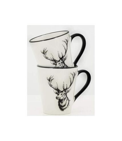 Vaisselle Cerf en porcelaine blanche et noire (lot de 6) Tasse