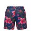 Short De Bain Motif/style Floral Homme Bleu Marine Rose Wombat-2