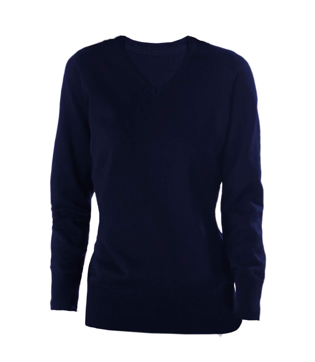 Pull à col v femme bleu marine Kariban