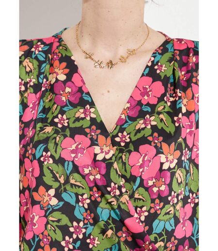 T-shirt blousant cache-coeur fleuri