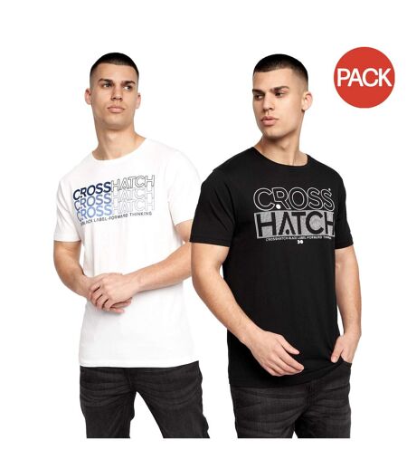 Pack of 2  Mens arnio t-shirt  black/white Crosshatch