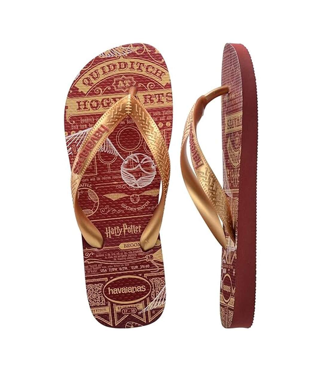 Mens Hogwarts Graphic Print Flip Flops Mahogany Harry Potter-4