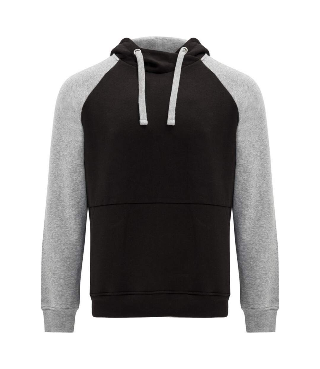 Sweat à capuche badet adulte noir uni / gris chiné Roly