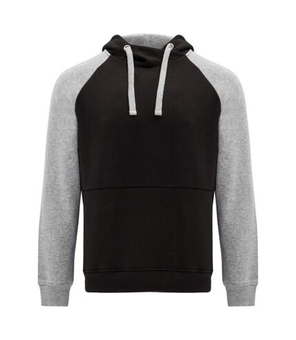 Sweat à capuche badet adulte noir uni / gris chiné Roly