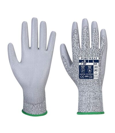 Unisex adult lr cut pu palm grip gloves xs grey Portwest