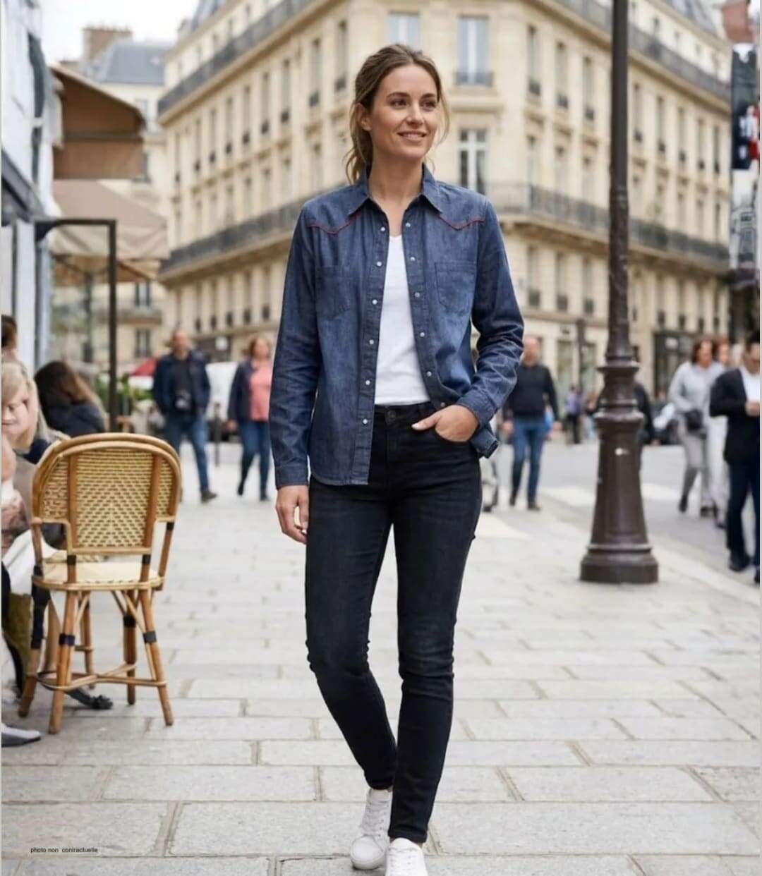 MAYFLOWER DIAMANT1B – Chemisier en jean bleu pour femme : le style western chic et authentique-5