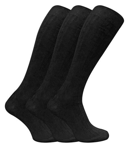 3 Pk Mens Long Knee High Length 100% Cotton Socks