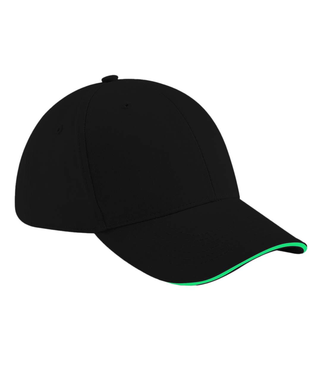Beechfield Adults Unisex Athleisure Cotton Baseball Cap (Black/Lime Green) - UTBC3433-1