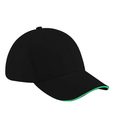 Beechfield Adults Unisex Athleisure Cotton Baseball Cap (Black/Lime Green) - UTBC3433