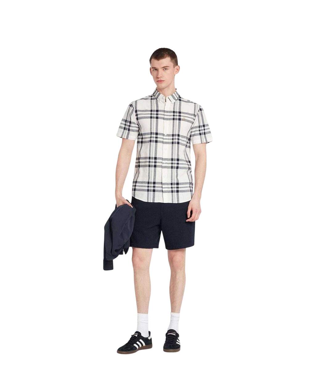 Chemise Motif/style À Carreaux Vifs Homme Écru Farah-4
