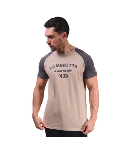 T-shirt Manches Raglan Homme Beige Gris Lambretta